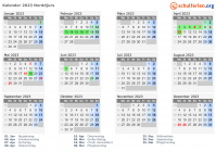 Kalender 2023 mit Ferien und Feiertagen Norddjurs