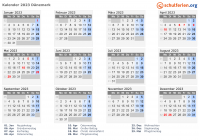 Kalender 2023 mit Ferien und Feiertagen Dänemark