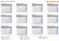 Kalender 2023 mit Ferien und Feiertagen Rudersdal