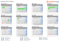 Kalender 2023 mit Ferien und Feiertagen Thisted