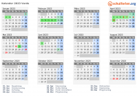 Kalender 2023 mit Ferien und Feiertagen Varde