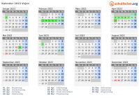 Kalender 2023 mit Ferien und Feiertagen Vejen