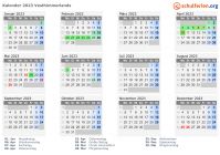 Kalender 2023 mit Ferien und Feiertagen Vesthimmerlands