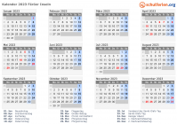 Kalender 2023 mit Ferien und Feiertagen Färöer Inseln