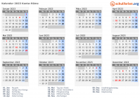 Kalender 2023 mit Ferien und Feiertagen Kanta-Häme
