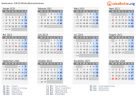 Kalender 2023 mit Ferien und Feiertagen Mittelösterbotten