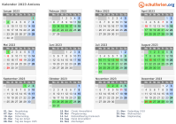 Kalender 2023 mit Ferien und Feiertagen Amiens