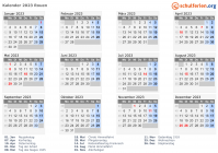 Kalender 2023 mit Ferien und Feiertagen Rouen