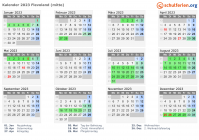 Kalender 2023 mit Ferien und Feiertagen Flevoland (mitte)