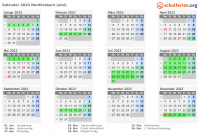 Kalender 2023 mit Ferien und Feiertagen Nordbrabant (süd)
