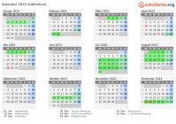 Kalender 2023 mit Ferien und Feiertagen Südholland