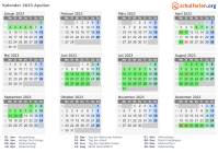 Kalender 2023 mit Ferien und Feiertagen Apulien