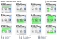 Kalender 2023 mit Ferien und Feiertagen Friaul-Julisch Venetien