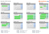 Kalender 2023 mit Ferien und Feiertagen Latium