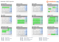 Kalender 2023 mit Ferien und Feiertagen Ligurien