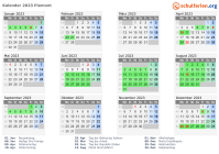 Kalender 2023 mit Ferien und Feiertagen Piemont