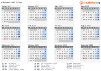 Kalender 2023 mit Ferien und Feiertagen Italien