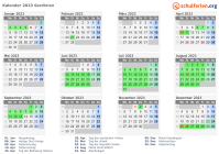 Kalender 2023 mit Ferien und Feiertagen Sardinien