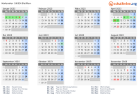 Kalender 2023 mit Ferien und Feiertagen Sizilien