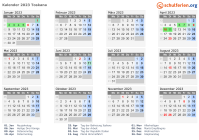 Kalender 2023 mit Ferien und Feiertagen Toskana