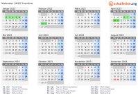 Kalender 2023 mit Ferien und Feiertagen Trentino
