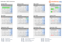 Kalender 2023 mit Ferien und Feiertagen Umbrien