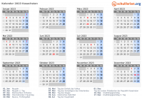 Kalender 2023 mit Ferien und Feiertagen Kasachstan