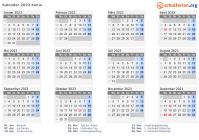 Kalender 2023 mit Ferien und Feiertagen Kenia