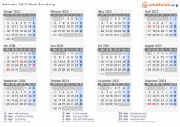 Kalender 2023 mit Ferien und Feiertagen Nord-Tröndelag