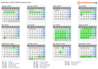 Kalender 2023 mit Ferien und Feiertagen Niederösterreich