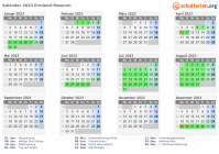 Kalender 2023 mit Ferien und Feiertagen Ermland-Masuren