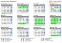 Kalender 2023 mit Ferien und Feiertagen Heiligkreuz