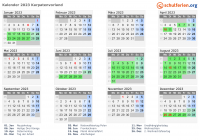 Kalender 2023 mit Ferien und Feiertagen Karpatenvorland
