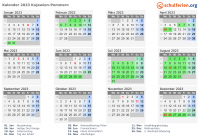 Kalender 2023 mit Ferien und Feiertagen Kujawien-Pommern