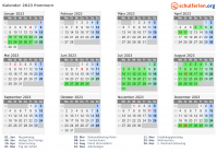 Kalender 2023 mit Ferien und Feiertagen Pommern