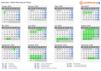 Kalender 2023 mit Ferien und Feiertagen Rheinland-Pfalz