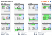 Kalender 2023 mit Ferien und Feiertagen Saarland