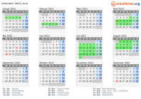 Kalender 2023 mit Ferien und Feiertagen Jura