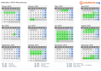 Kalender 2023 mit Ferien und Feiertagen Neuenburg