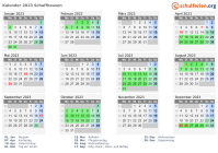 Kalender 2023 mit Ferien und Feiertagen Schaffhausen
