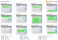 Kalender 2023 mit Ferien und Feiertagen Uri