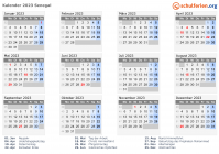 Kalender 2023 mit Ferien und Feiertagen Senegal