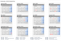 Kalender  mit Ferien und Feiertagen Südafrika