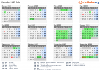 Kalender 2023 mit Ferien und Feiertagen Brüx