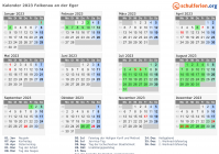 Kalender 2023 mit Ferien und Feiertagen Falkenau an der Eger