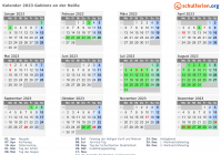 Kalender 2023 mit Ferien und Feiertagen Gablonz an der Neiße