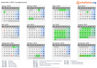 Kalender 2023 mit Ferien und Feiertagen Jungbunzlau