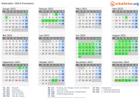 Kalender 2023 mit Ferien und Feiertagen Kremsier