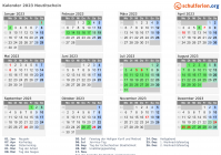 Kalender 2023 mit Ferien und Feiertagen Neutitschein