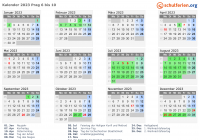 Kalender 2023 mit Ferien und Feiertagen Prag 6 bis 10